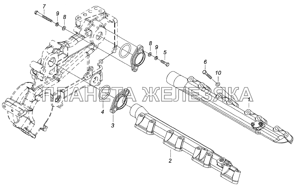 7406.1303002 Установка водяных труб КамАЗ-6522 (Euro-2, 3)